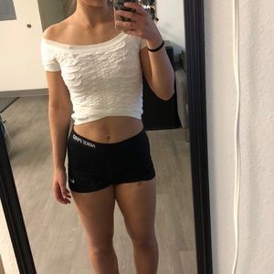 white off the shoulder crop top